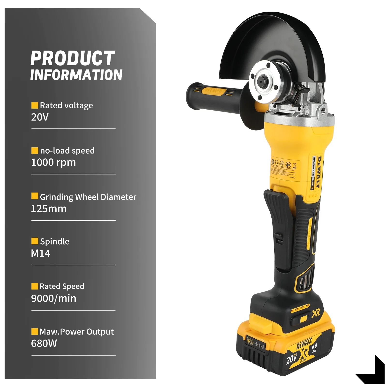 DeWalt DCG406 Cordless Angle Grinder | 20V Power | 125mm Wheel for Professional & DIY Use - Thumbnail 5