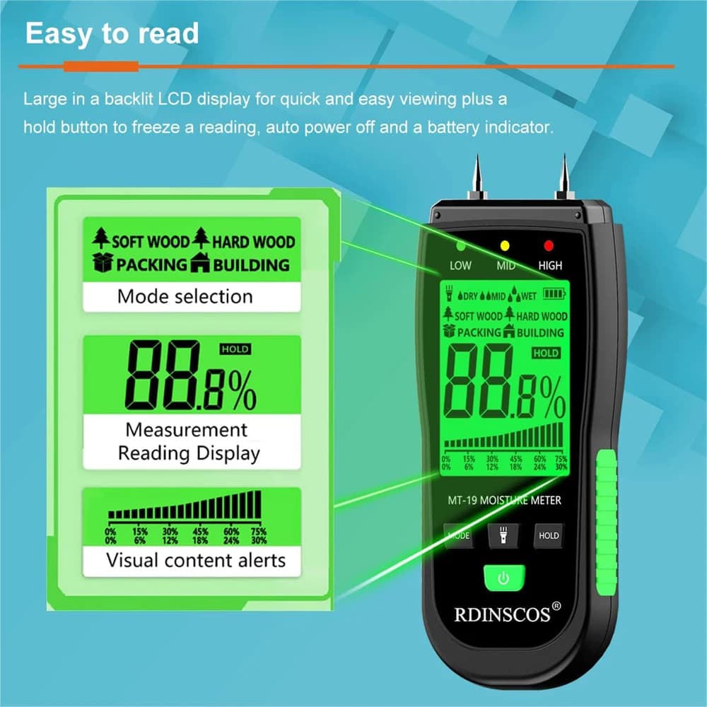 Humidity Meter: Wood Moisture & Wall Hygrometer for Timber & Building Materials - Thumbnail 5