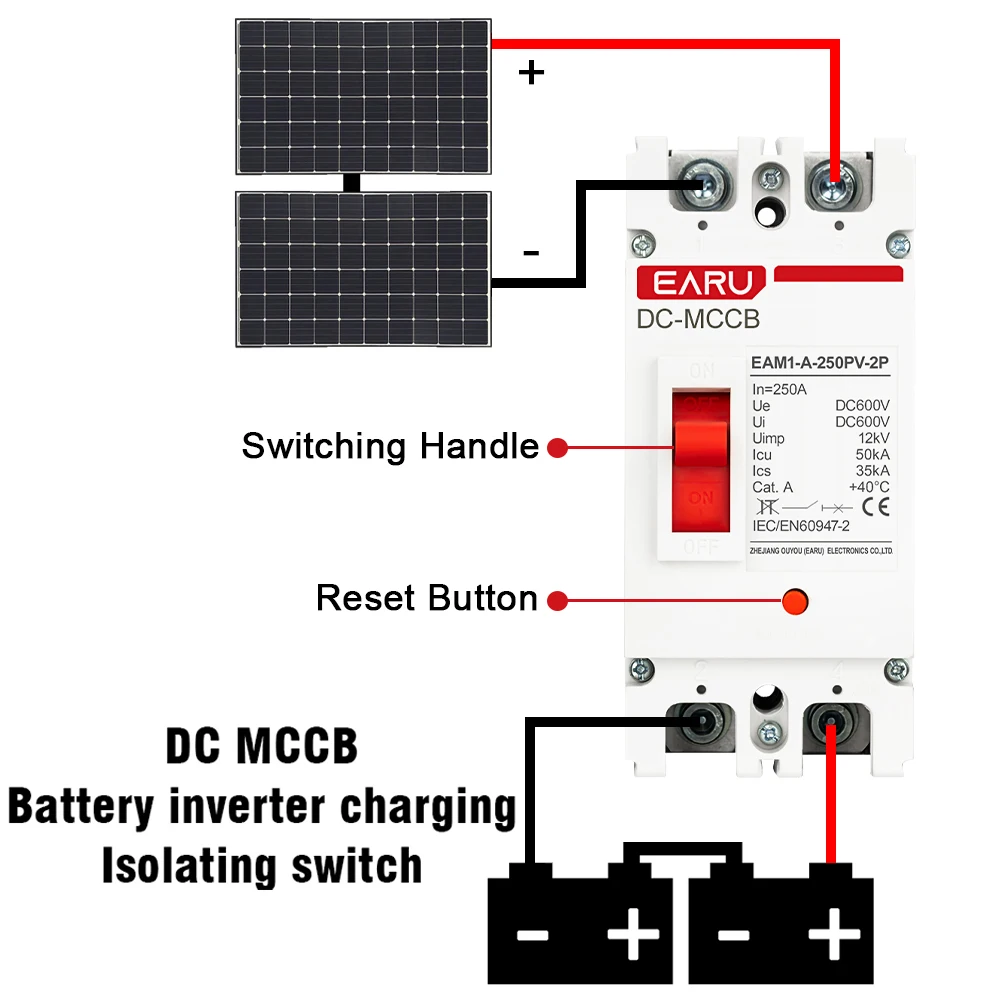 Solar PV Molded Case Circuit Breaker | 125A-250A | 300V-600V DC Overload Protection - Thumbnail 4