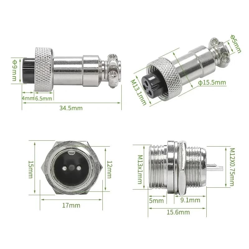 Aviation Connector Set | 5-Piece Panel Mount Kit | 2-7 Pin Male & Female Plugs - Thumbnail 4