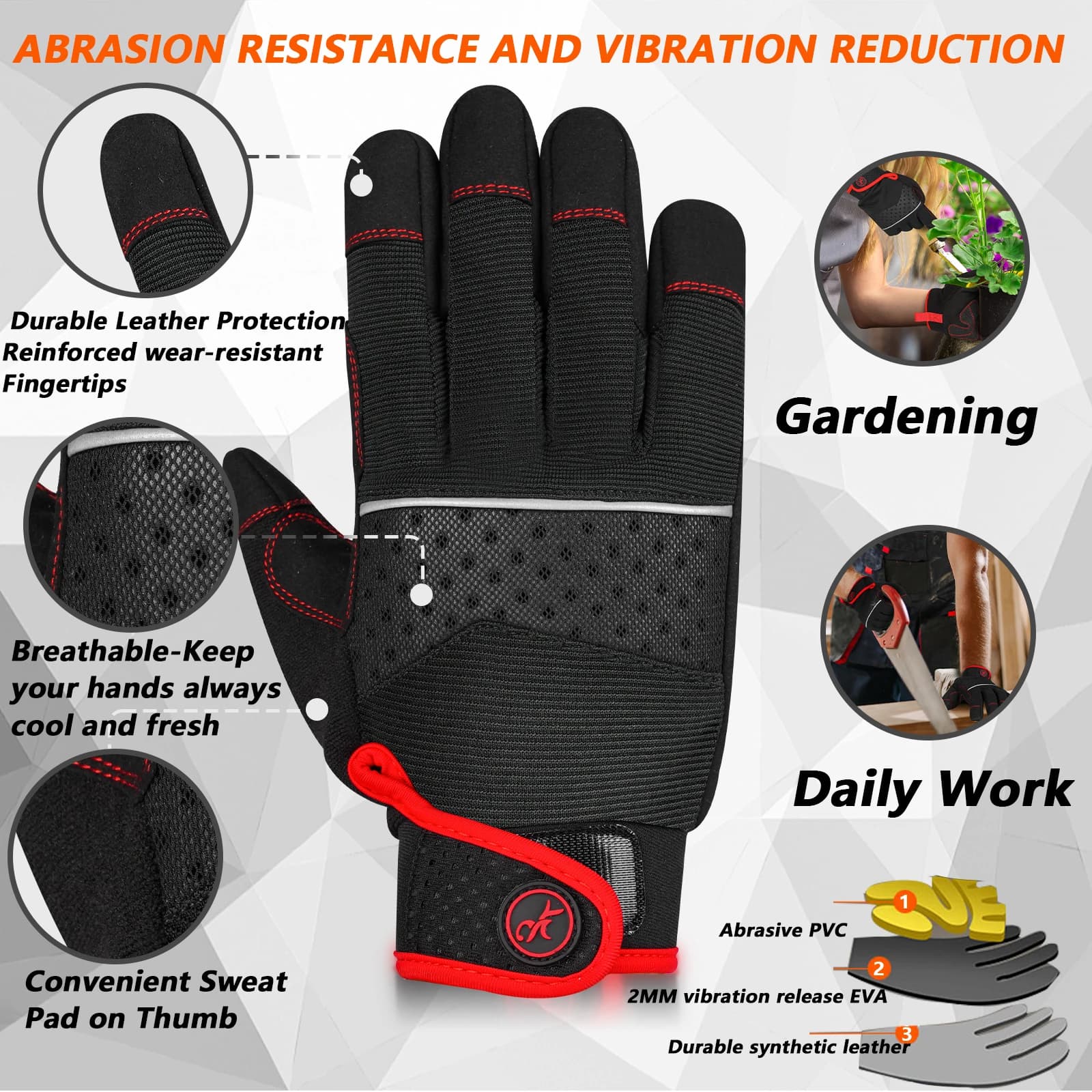 Work Gloves | High Dexterity & Touch Screen Compatible | Multipurpose Grip Performance - Thumbnail 3