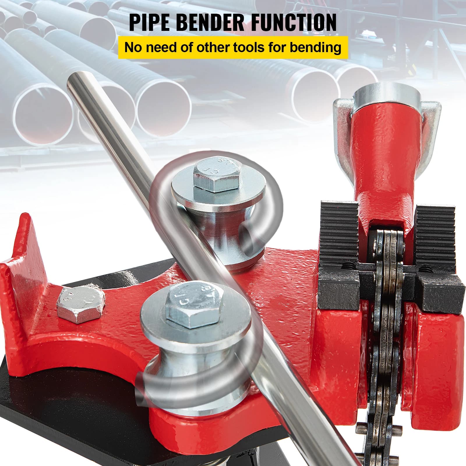 Heavy-Duty Pipe Vise | 1/8 to 5 Capacity | Tri-Stand Bench Mount for Bending & Support - Thumbnail 3