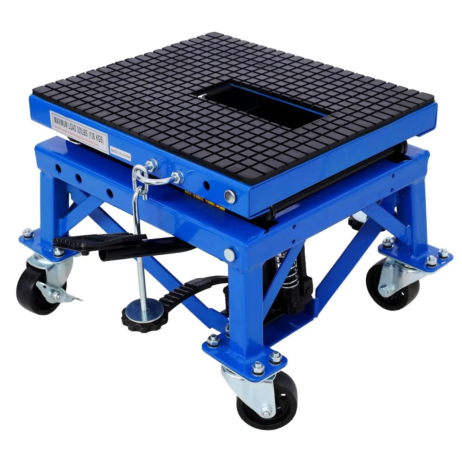 Motorcycle Scissor Lift Jack | 350 lb Capacity | Foot-Operated Hydraulic Lift with J-Hook - Thumbnail 5