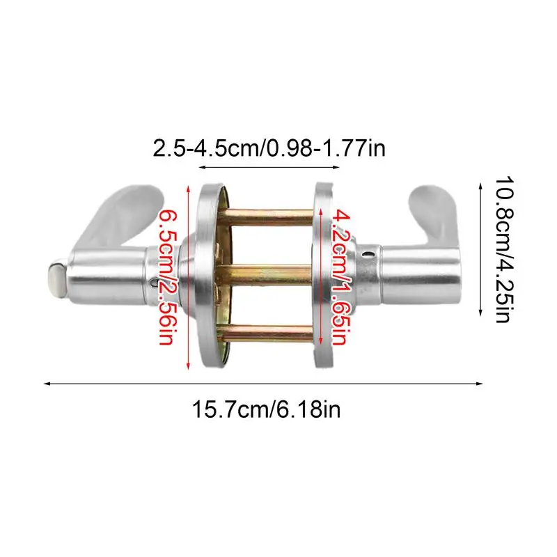 Three Bar Door Handle Lock Set | Silent Ball Lock with 3 Keys | For Bedroom & Interior Doors - Thumbnail 6