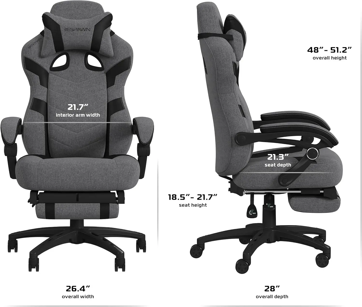 Gaming Chair with Footrest | Reclining Adjustable Racing Style | Office Computer Desk Chair - Thumbnail 4