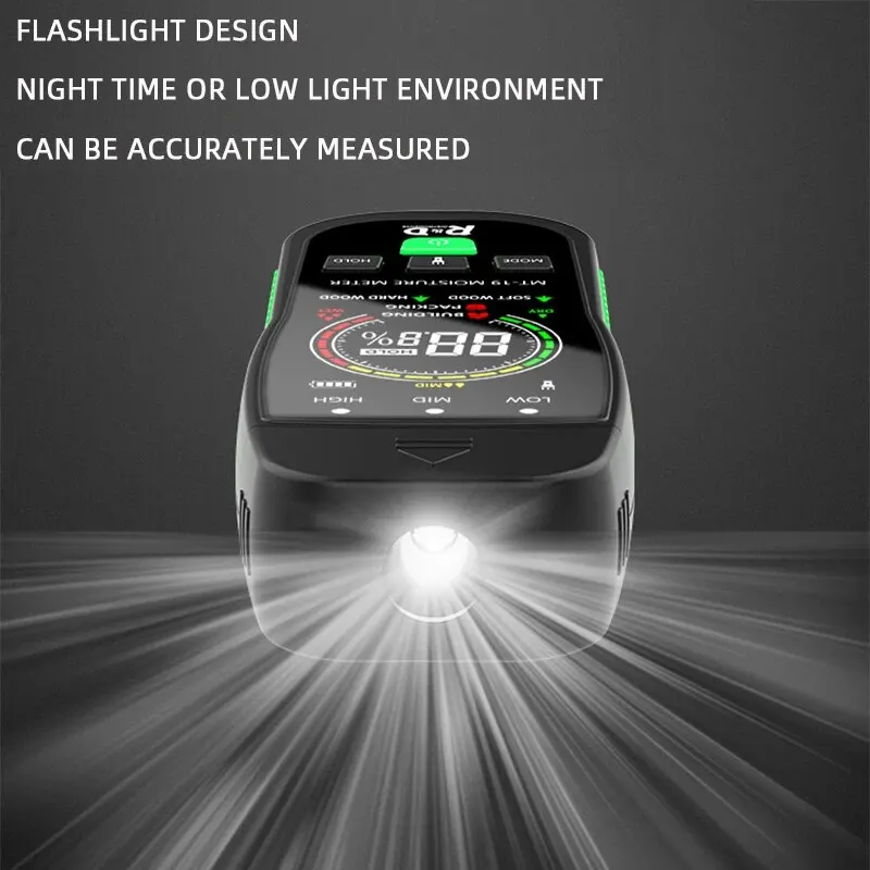 Moisture Meter with LED Light for Wood, Concrete, Walls & Firewood - MT19 Model - Thumbnail 5