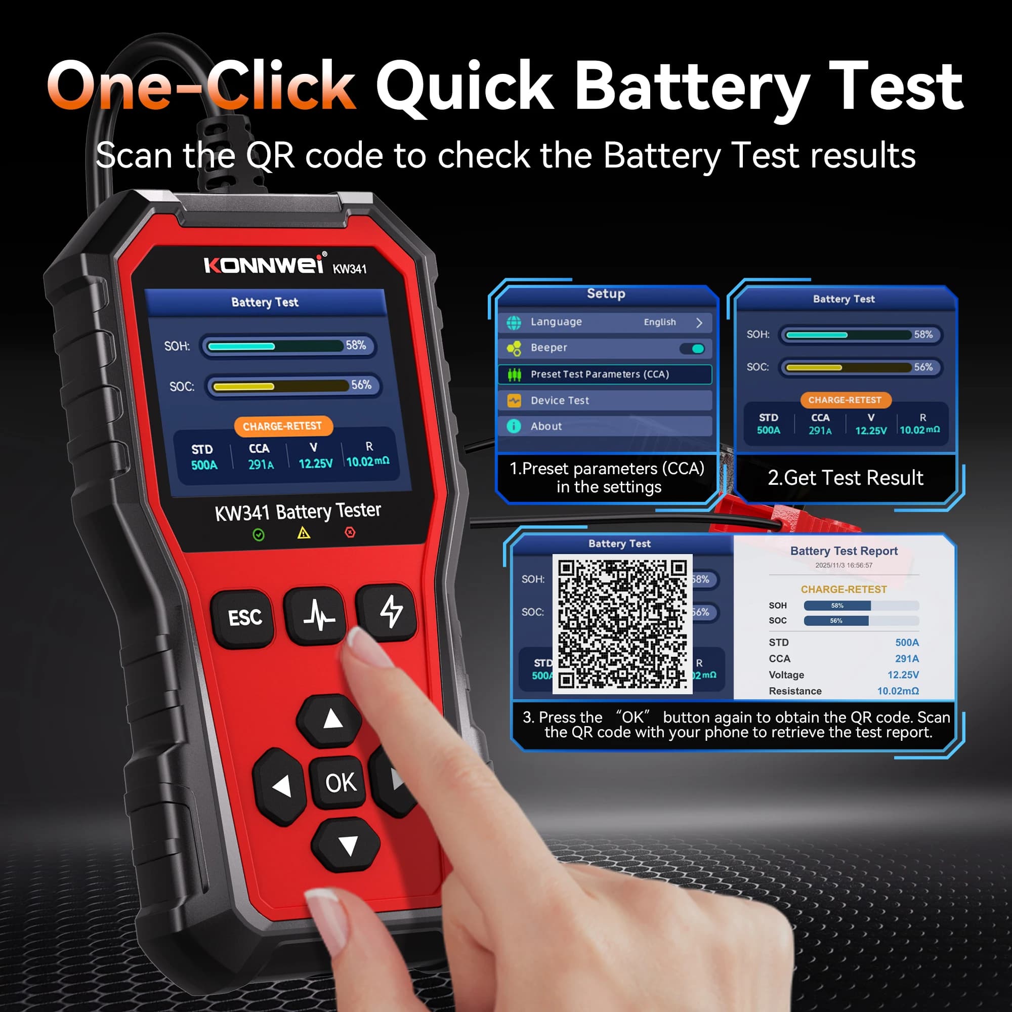 Car Battery Tester | 6V 12V 24V Battery Analyzer | Fault Code Reader - Thumbnail 4