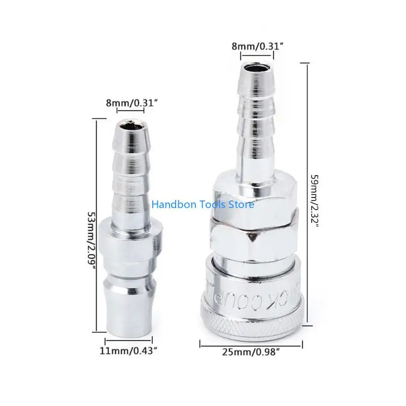 8mm Pneumatic Quick-Connect Coupler Set | 2-Pack for Air Compressor Lines - Thumbnail 6