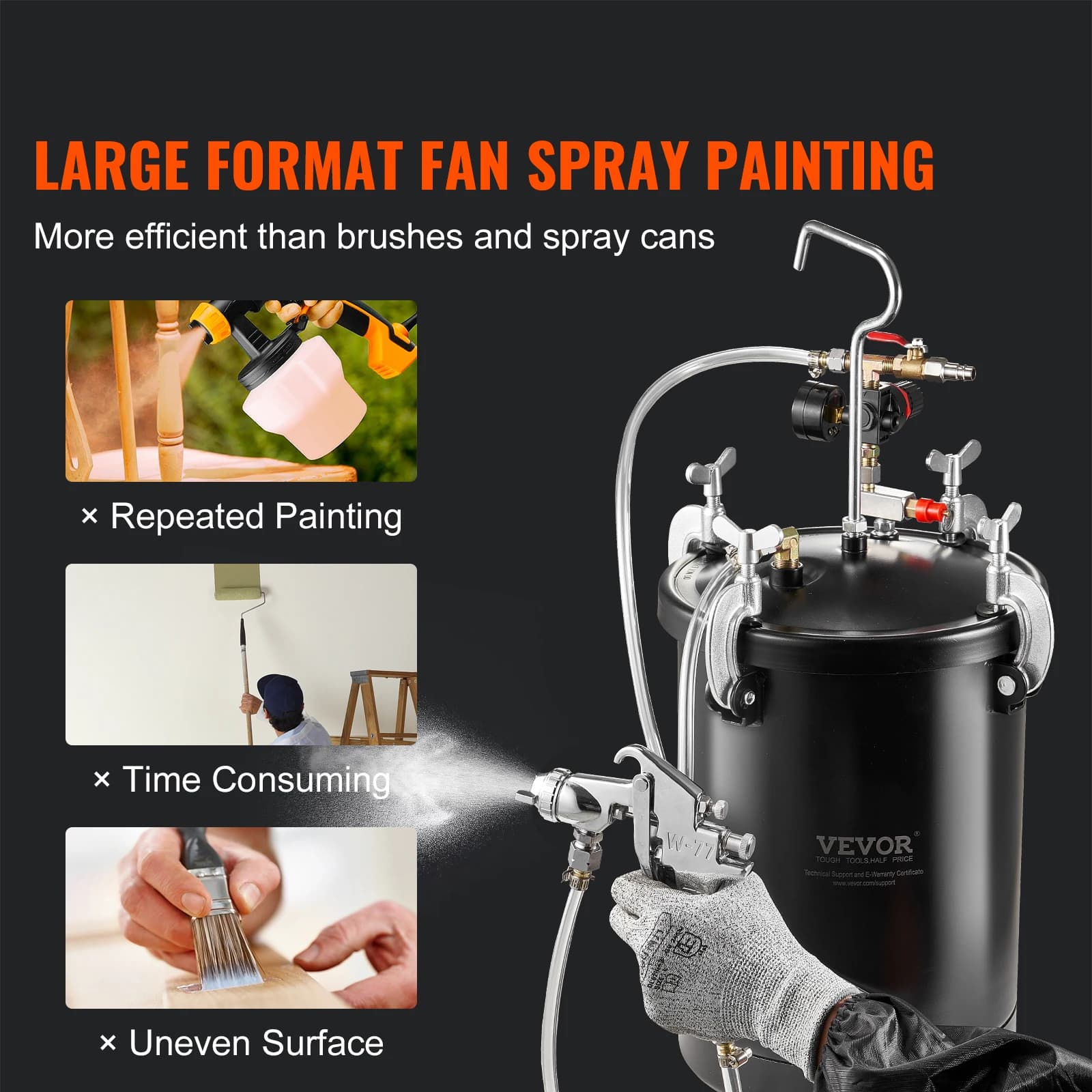 15L Pressure Pot Tank | 60psi Adjustable Steel Paint Tank | Spray Gun Hose & Pot System - Thumbnail 4