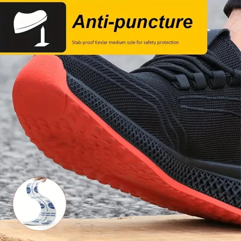 Anti-Smash Safety Shoes | Men's & Women's Breathable Light Work Sneakers | Steel Toe Anti-Stab Protective Footwear - Thumbnail 3