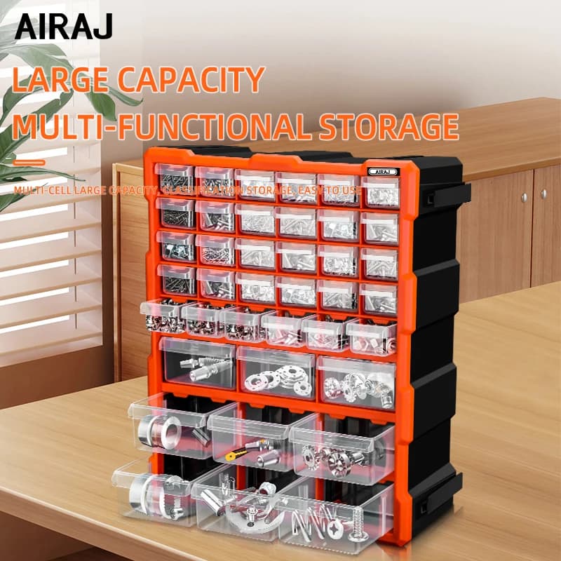 39-Drawer Parts Storage Box | Heavy-Duty Wall-Mounted Organizer | Tool & Electronic Component Case - Thumbnail 2