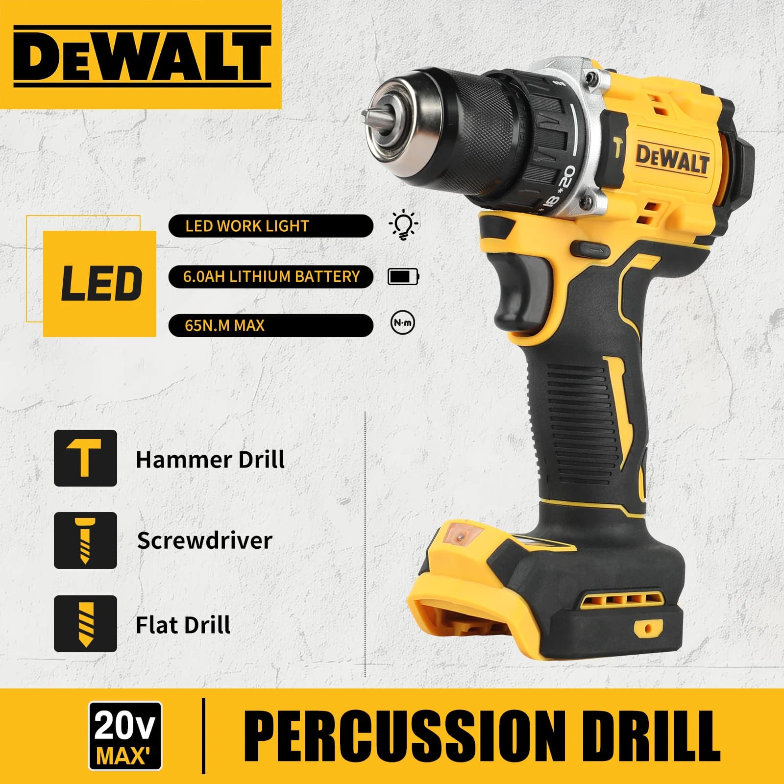 DeWalt DCD805 Brushless Cordless Drill | Compact & Powerful | 20V MAX Lithium-Ion - Thumbnail 5