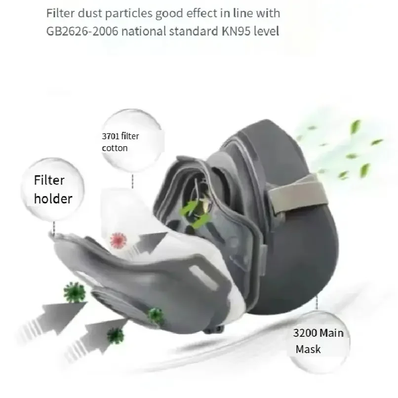 Respirator Mask for Spray Paint & Grinding | Dust-Proof Half Face Mask with Filter - Thumbnail 2