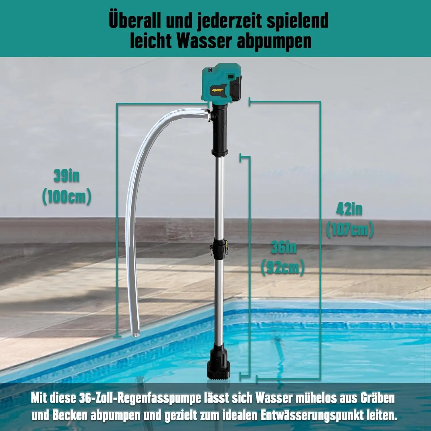 Makita 18V Cordless Submersible Pump | Brushless Deep Well Pump | Pool Garden Pond Water Transfer Tool Only - Thumbnail 4
