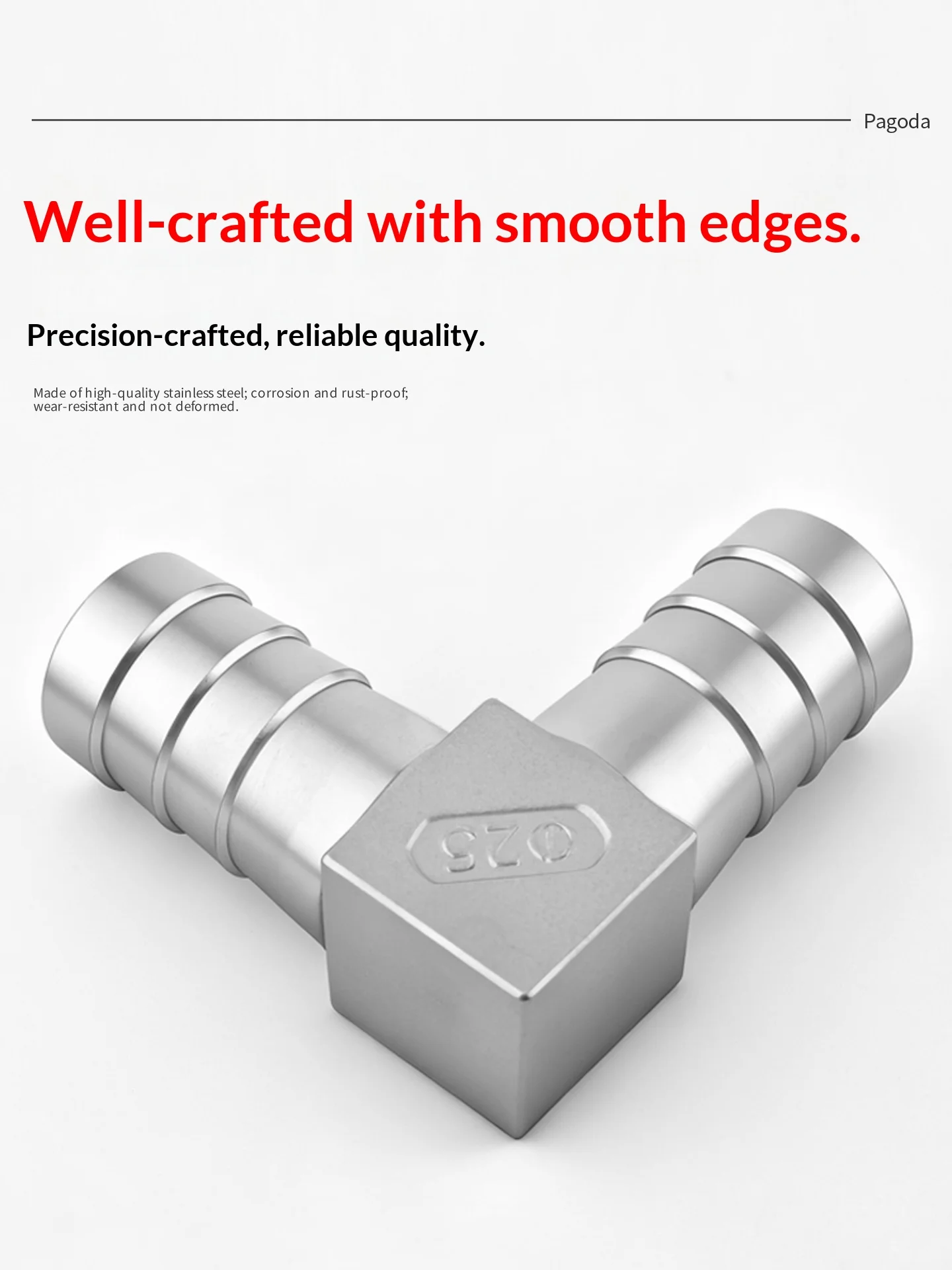 90-Degree L-Shaped Hose Fitting | 304 Stainless Steel Pagoda Connector - Thumbnail 4