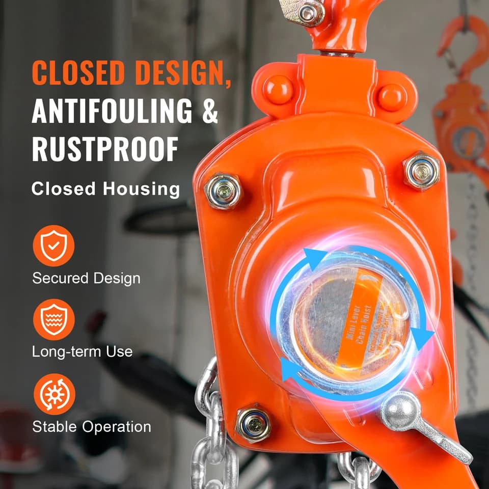 Lever Hoist | 0.5 Ton Capacity | 10ft G80 Galvanized Chain - Thumbnail 2