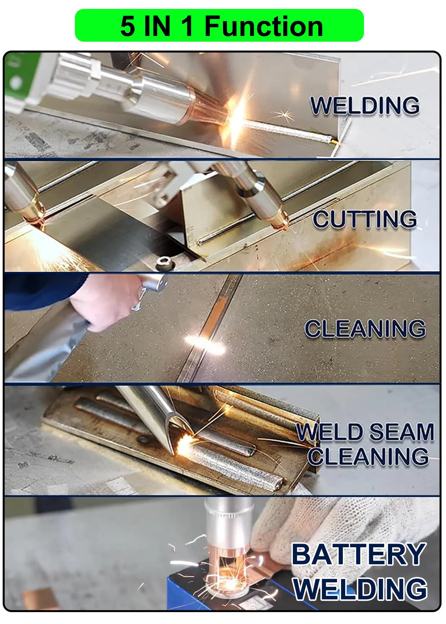 2000W Handheld Laser Welder | 5-in-1 Metal Fabrication System for Welding, Cutting & Cleaning - Thumbnail 2