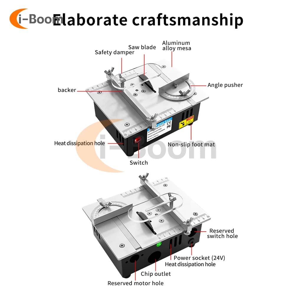 Mini Table Saw | Dust-Proof Cutting for Wood, Acrylic & PCB | 110V/220V - Thumbnail 7