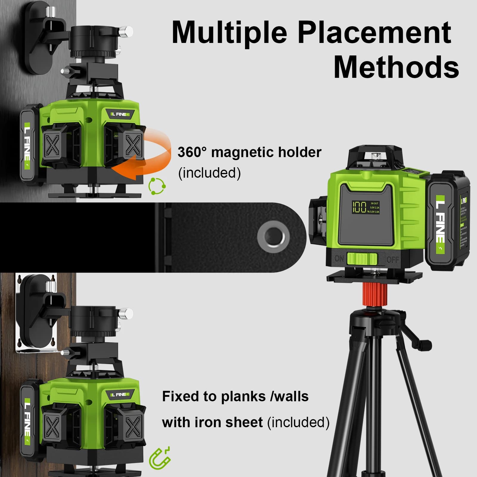 Laser Level | 16 Lines 360° Self-Leveling | Optional Tripod Mount - Thumbnail 5