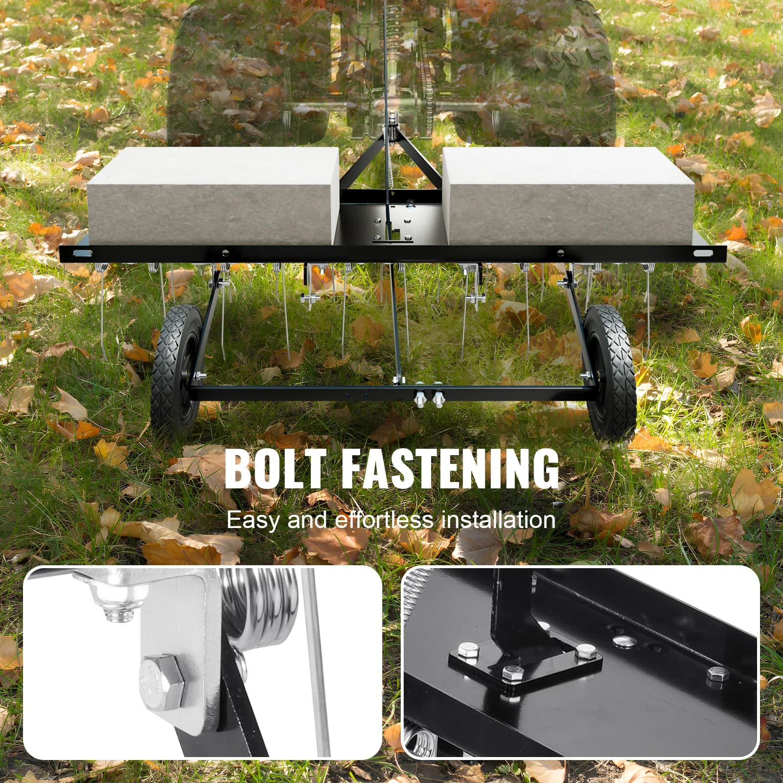 Behind Lawn Dethatcher | 40in Width with 20 Steel Tines | ATV & Mower Attachment - Thumbnail 2
