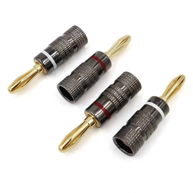 Gold-Plated Banana Plugs for Speakers | 4mm Audio Connectors | 2-50 Pack - Thumbnail 3