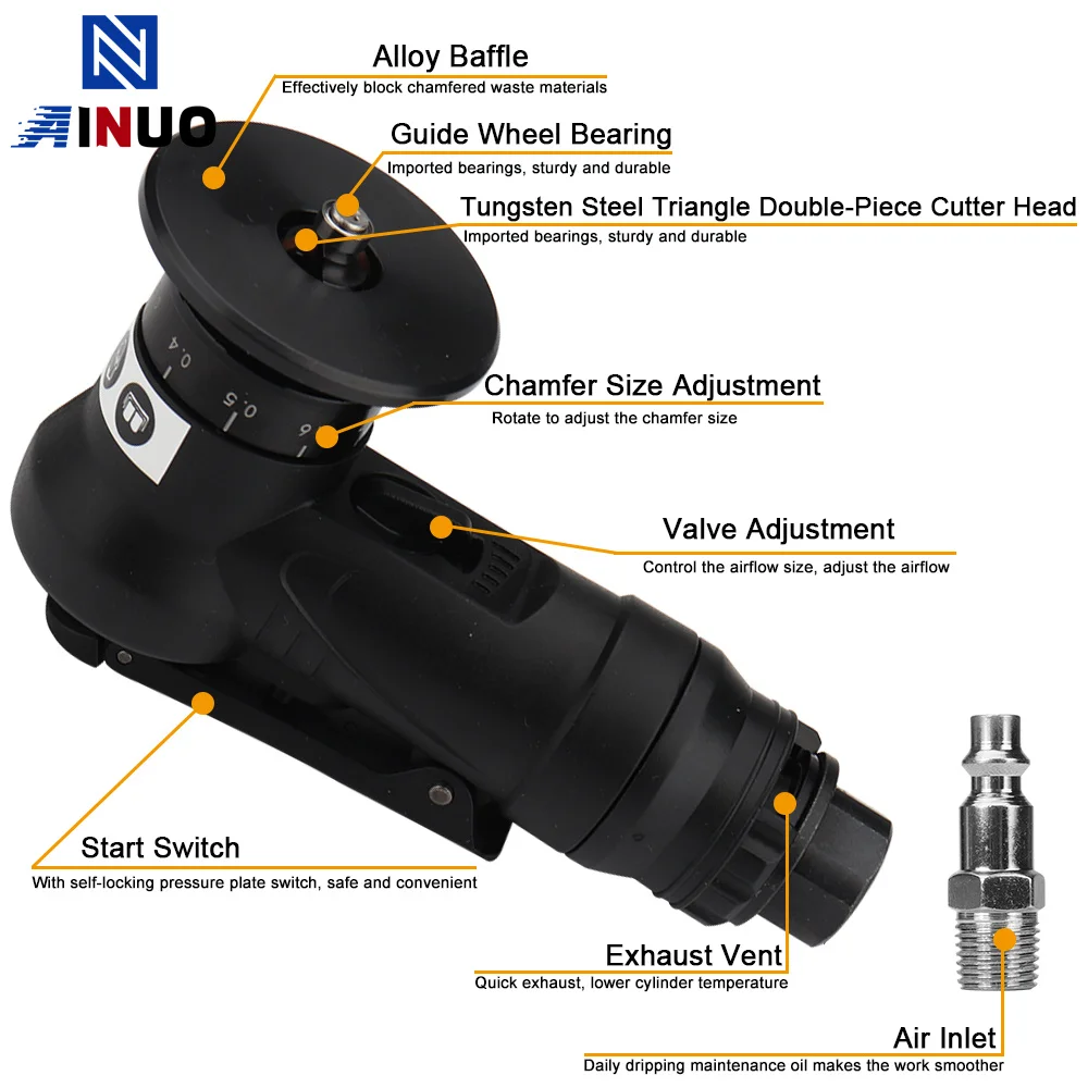 Pneumatic Deburring Tool | 30000 RPM | Adjustable Depth & Angle for Metal Finishing - Thumbnail 4