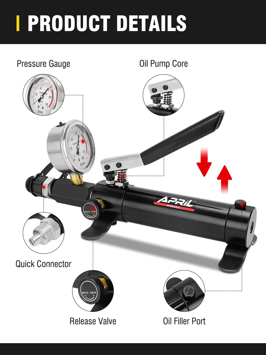Manual Hydraulic Pump | High-Pressure APR-180 | Compact Hand-Operated Oil Pump - Thumbnail 5