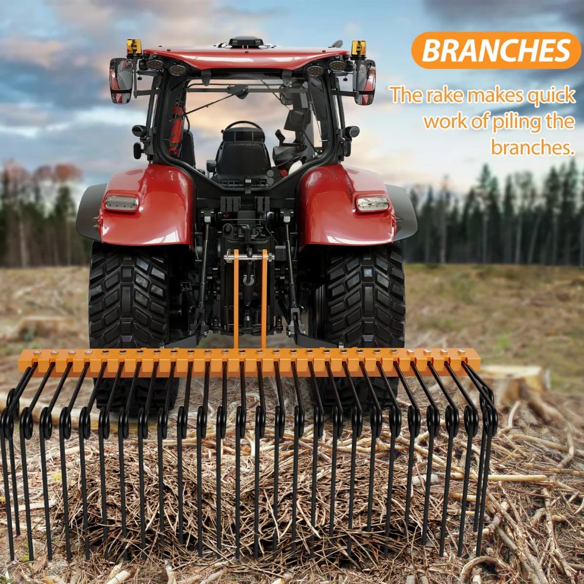 72in Pine Straw Rake | 3-Point Tractor Attachment | Cat 0 & Cat 1 Hitch Compatible - Thumbnail 6