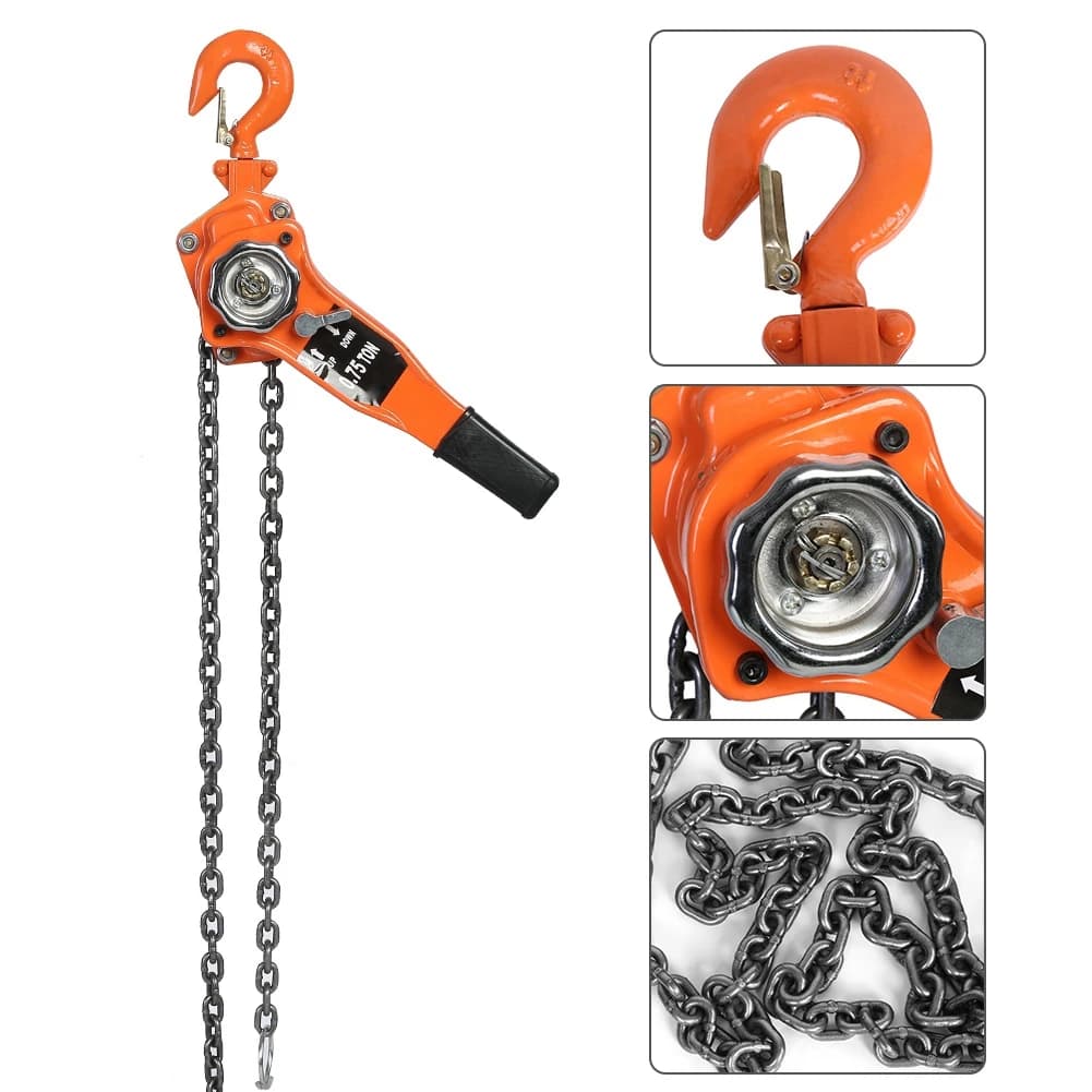 0.75-Ton Lever Hoist | Heavy-Duty Ratchet Pulley System | 3-Meter Lifting Chain - Thumbnail 4