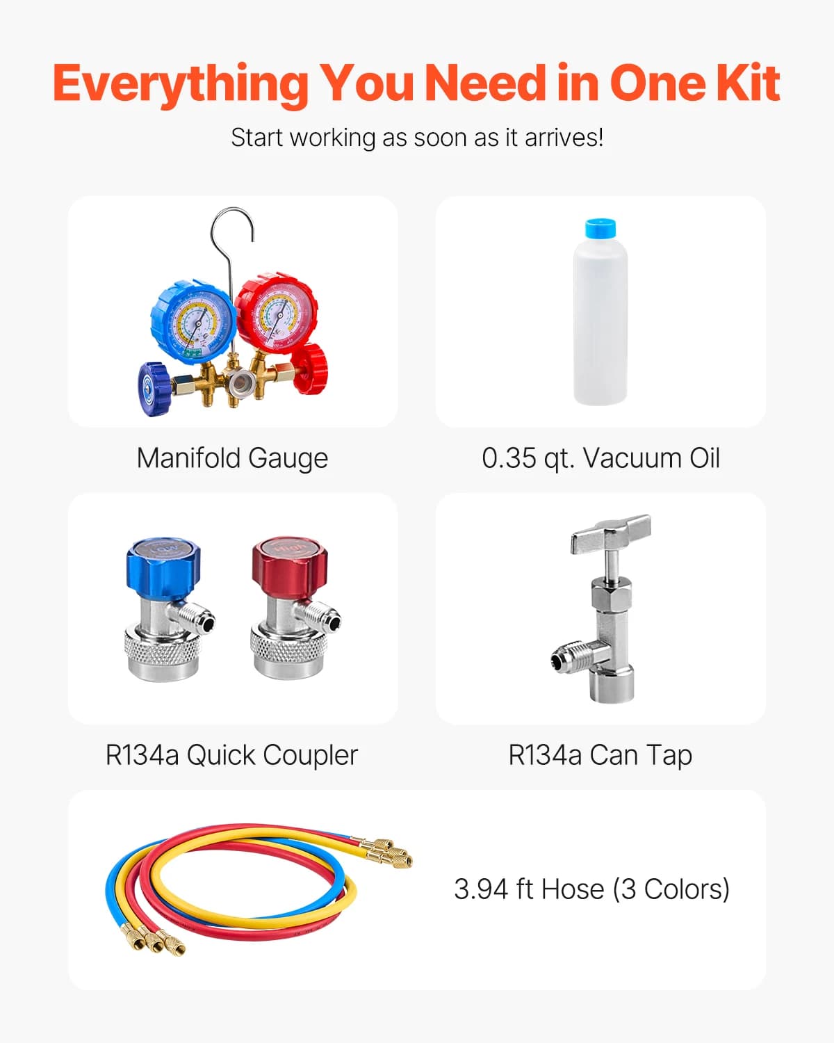 Vacuum Pump & Gauge Set | 3.5 CFM Single Stage | Compatible R134a R410A R22 - Thumbnail 3