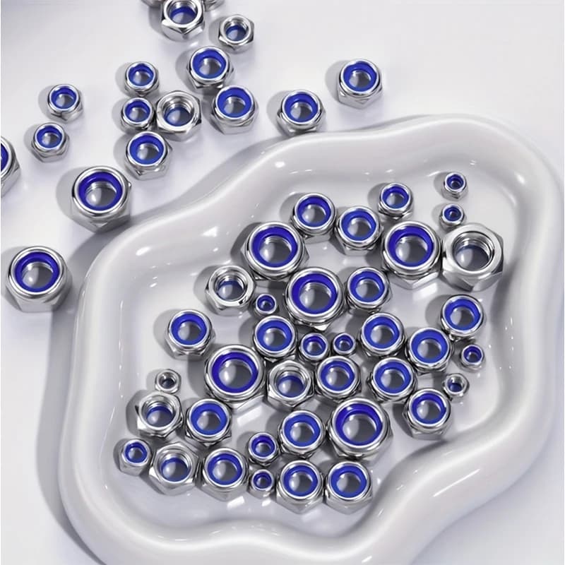 Anti-Vibration Lock Nuts | M3-M8 Full-Thread Hex Set | 210-Piece Industrial Fastener Kit - Thumbnail 2