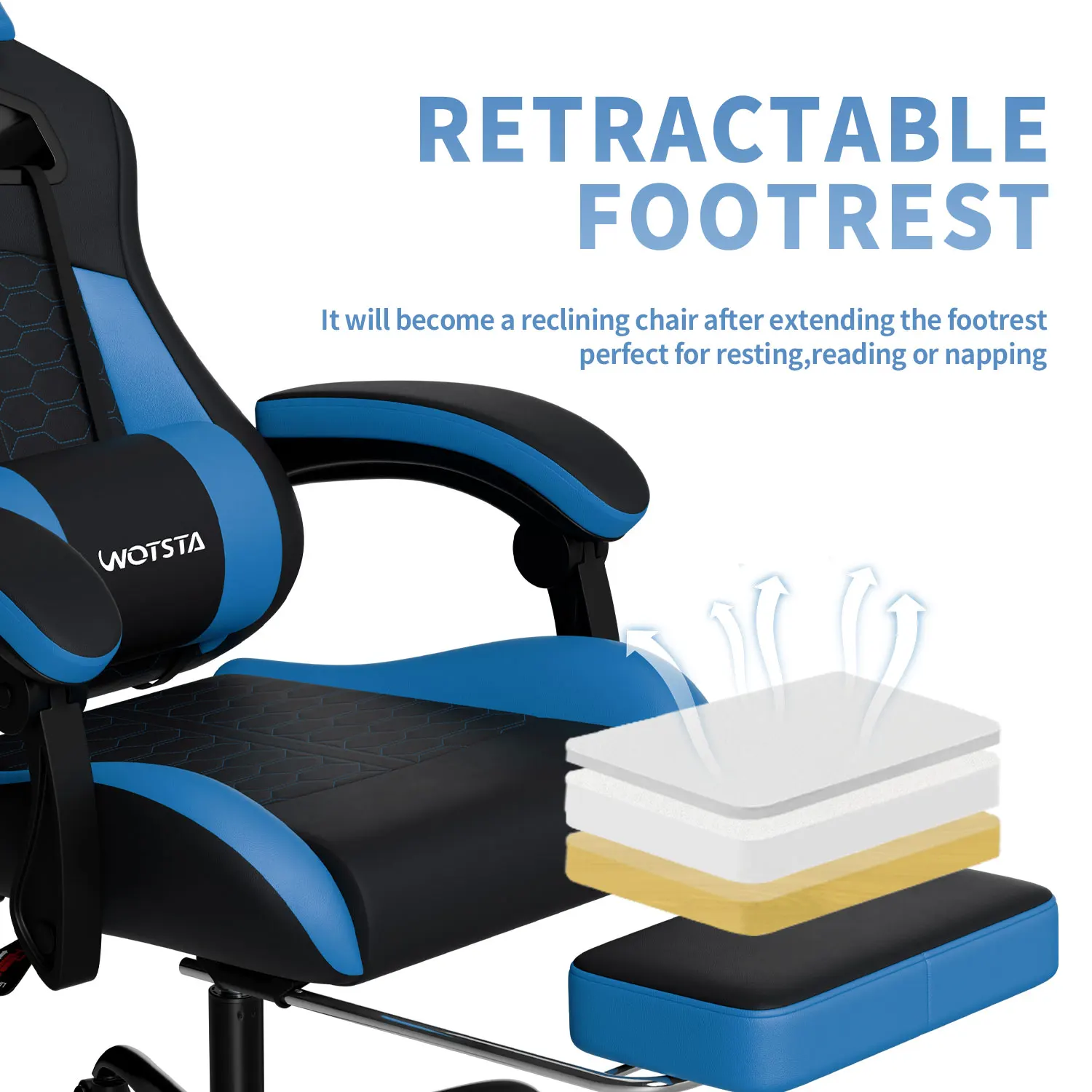 Gaming Chair | Heavy-Duty Ergonomic Design with Lumbar Cushion | Height Adjustable Computer Chair - Thumbnail 5