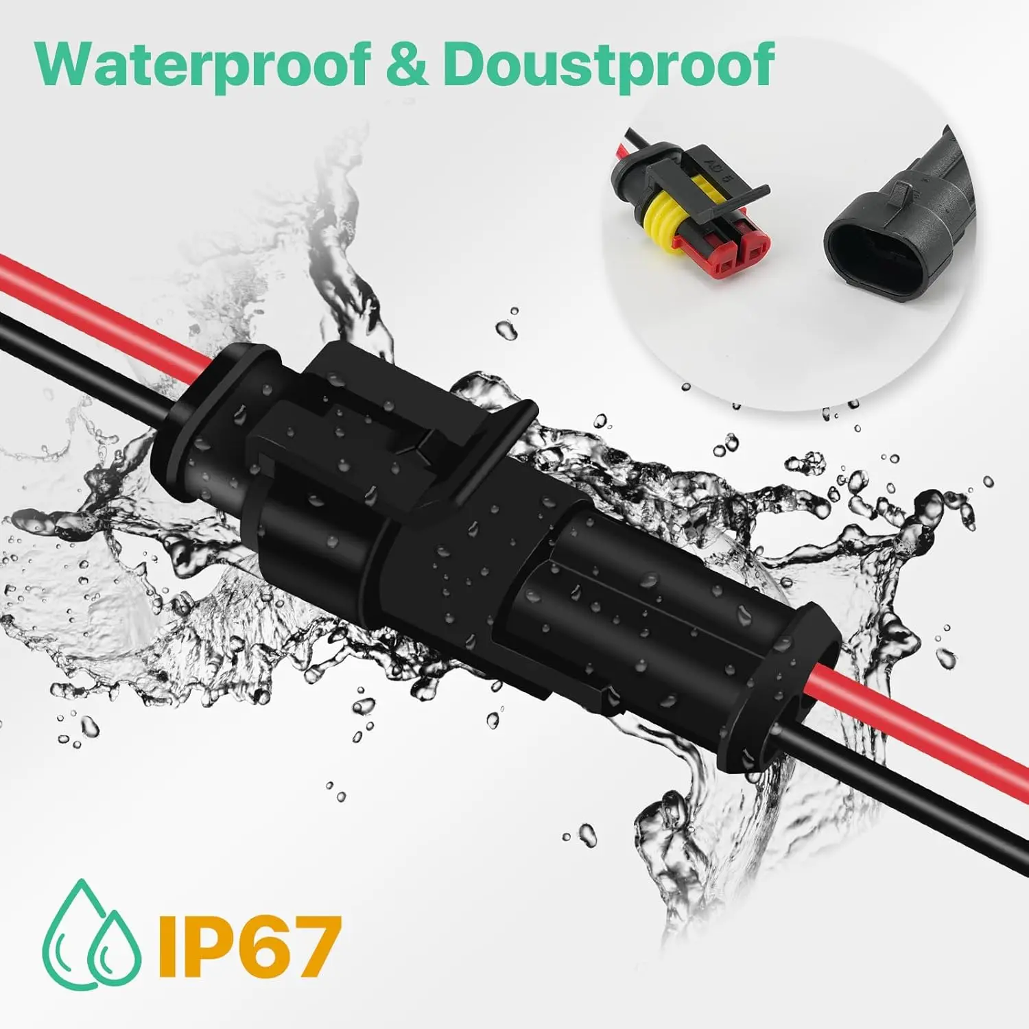 Waterproof Electrical Connectors | 5-Pair 2-Pin Set | 12V DC Plug for Secure Wiring - Thumbnail 2