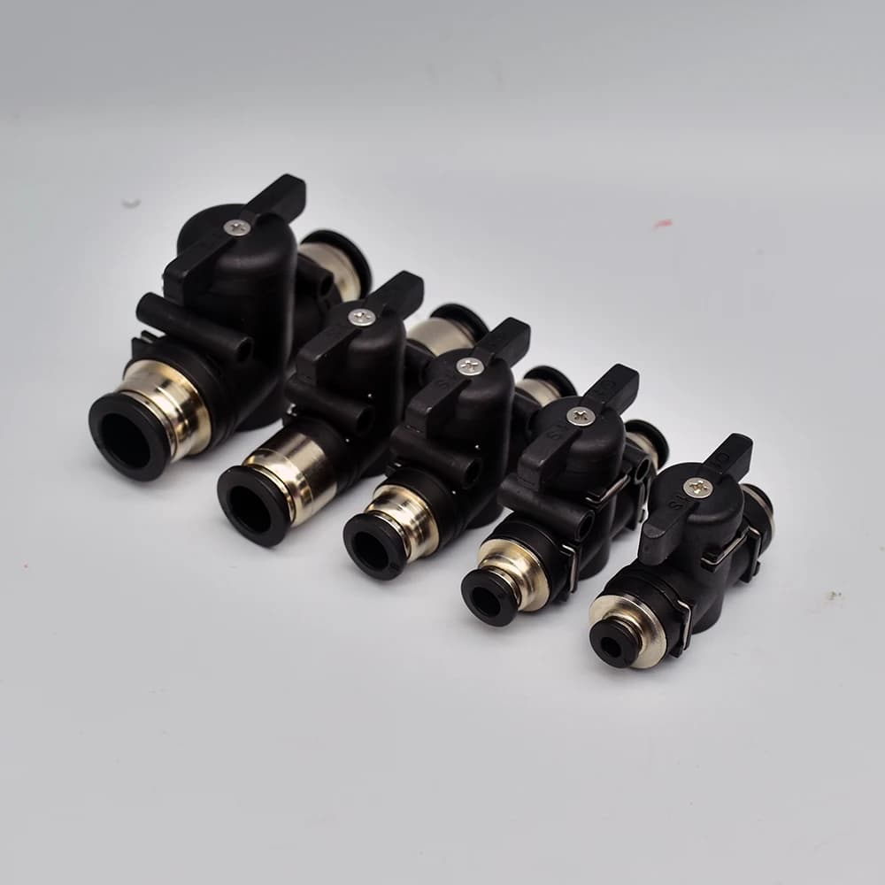 BUC 4mm 6mm 8mm 10mm 12mm Black Pneumatic Push In Quick Joint Connector Hand Valve To Turn Switch Manual Ball Current Limiting - Thumbnail 3