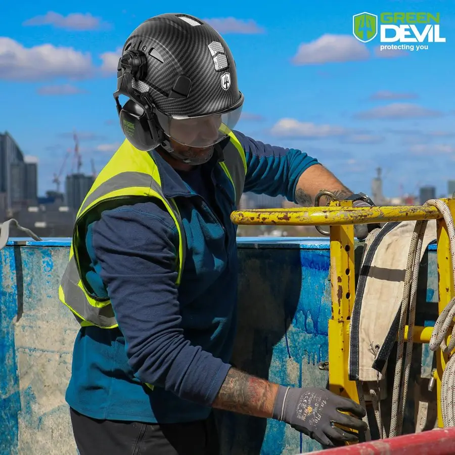 Z89.1 Hard Hat | Vented with Visor & Ear Muffs | Industrial Construction Safety Helmet - Thumbnail 6