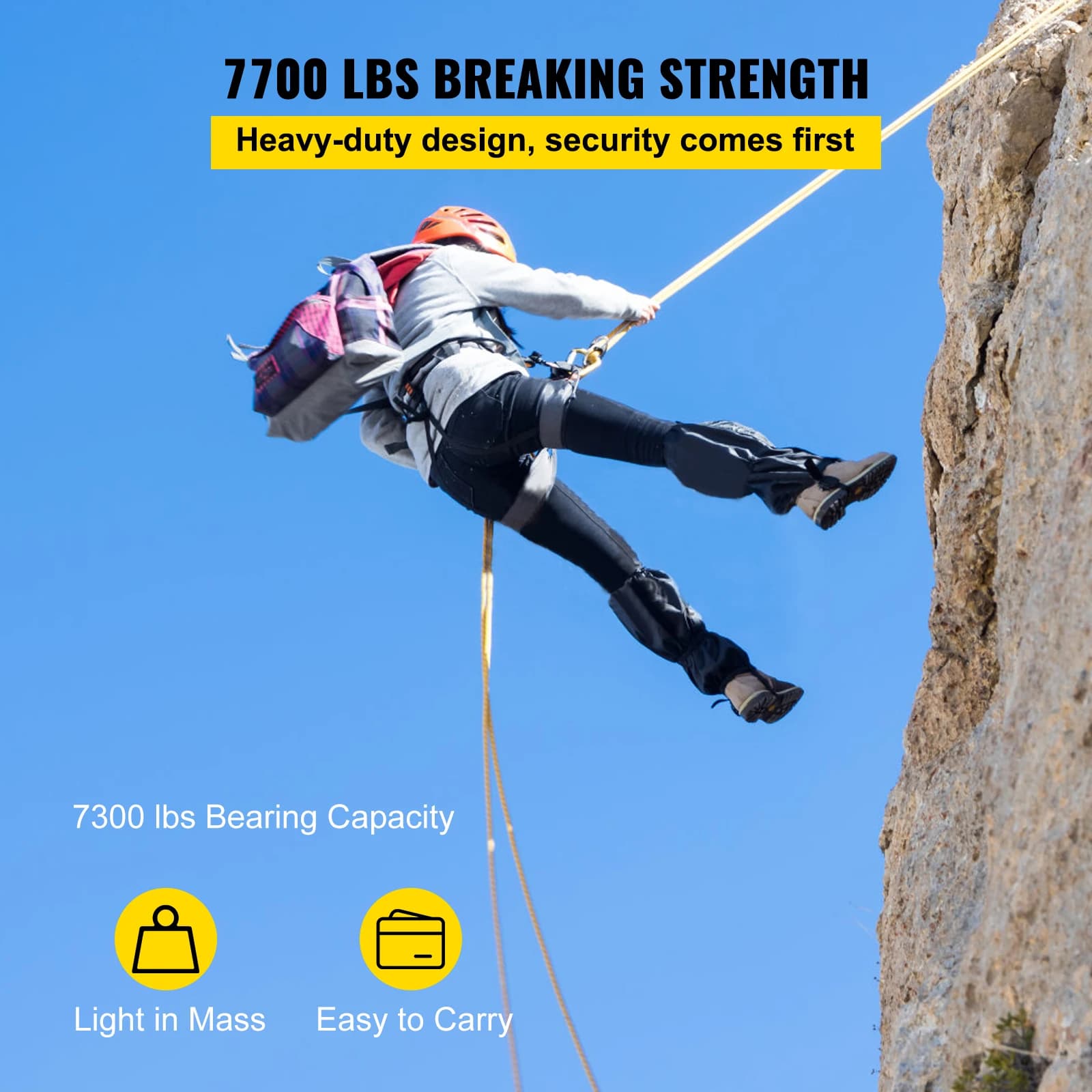 Heavy-Duty Block & Tackle Pulley System | 7700LB Capacity | 100FT Braided Rope for Lifting & Rigging - Thumbnail 3