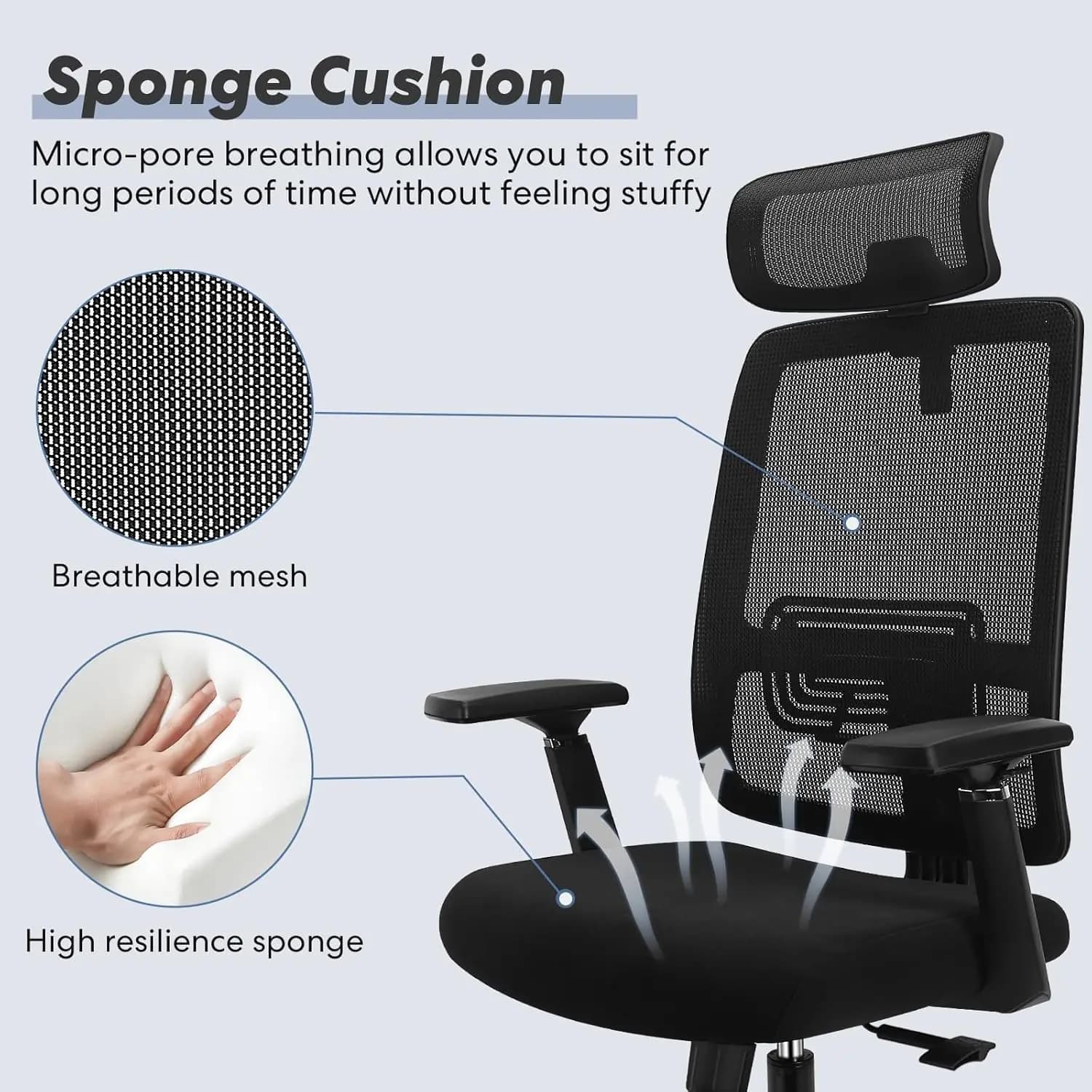 Office Chair | 120° Tilt & Adjustable Lumbar Support | High-Back Comfortable Computer Chair - Thumbnail 5