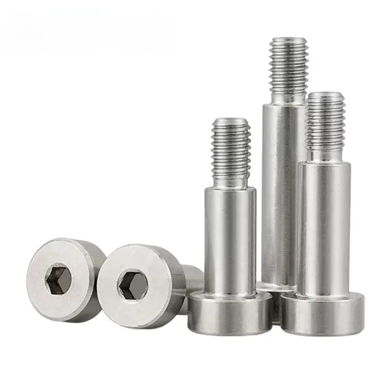 Assortment of 304 stainless steel hex socket cap head shoulder screws in sizes M2 through M10, including roller bearing type.