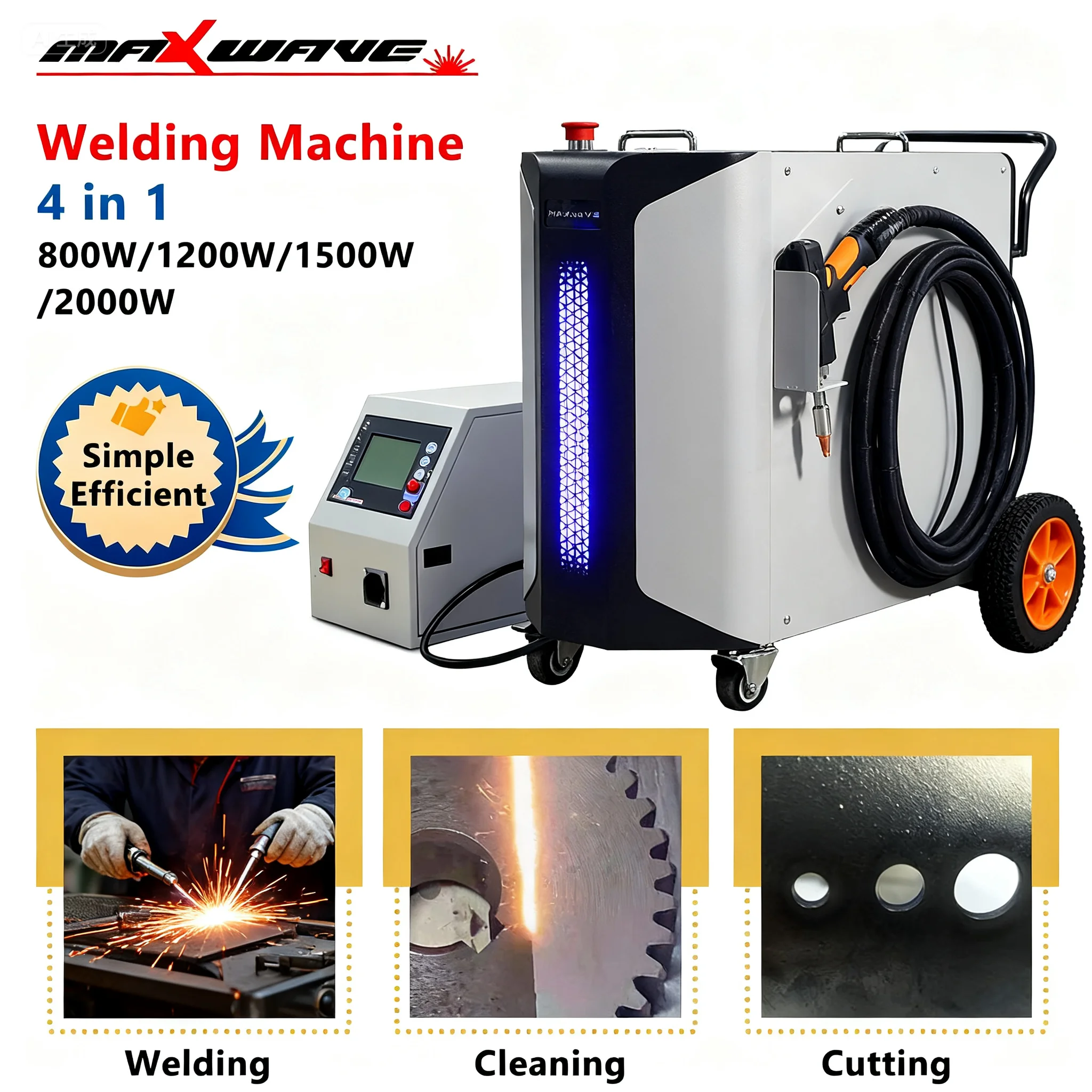 Air-Cooled Fiber Laser Welder | 4-in-1 Metal Cutting, Cleaning & Welding | High-Speed Precision - Thumbnail 2