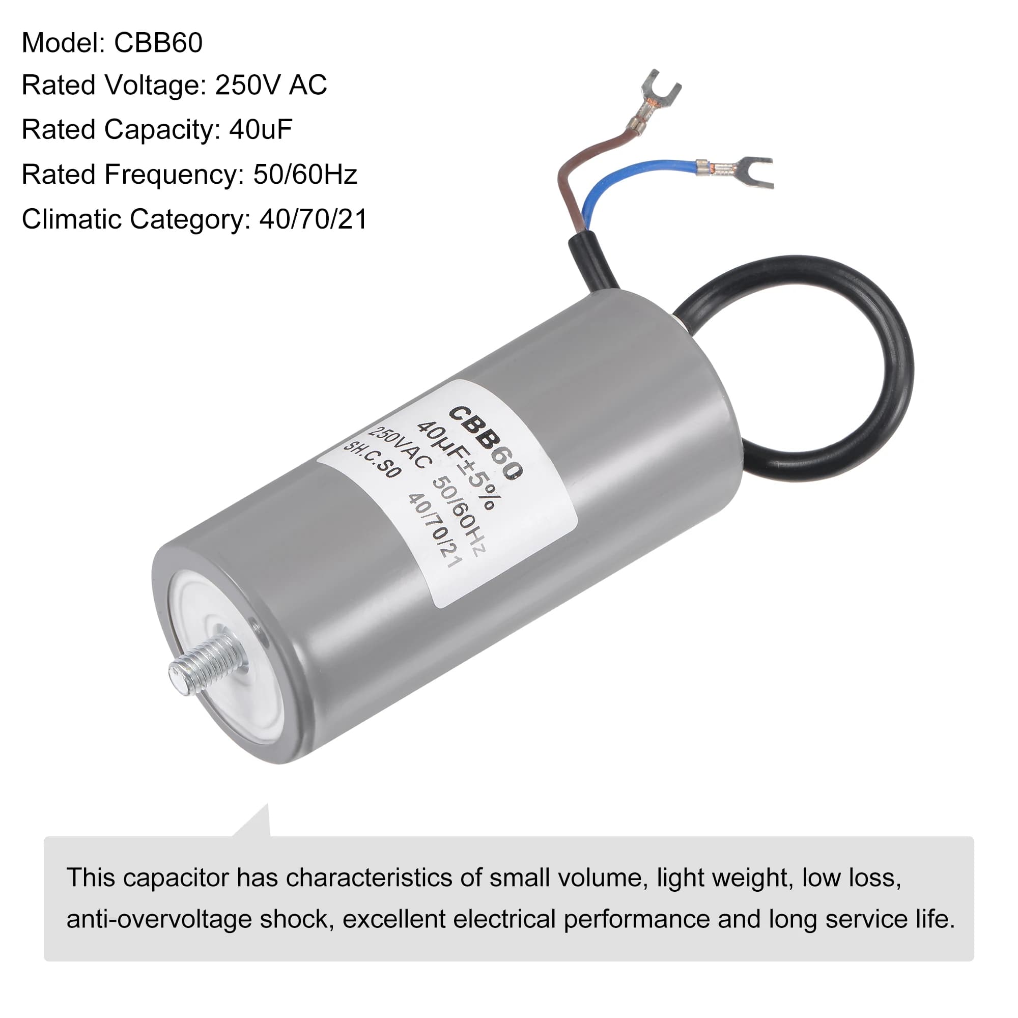 Professional-Grade CBB60 Motor Run Capacitor | 250V AC | 30-50uF | For Air Compressor & Water Pump - Thumbnail 4