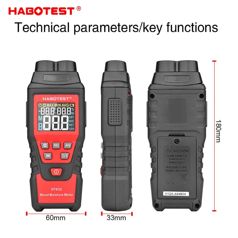 Moisture Meter: Two-Pin Hygrometer for Wood, Concrete, Brick & Wall Testing - Thumbnail 4