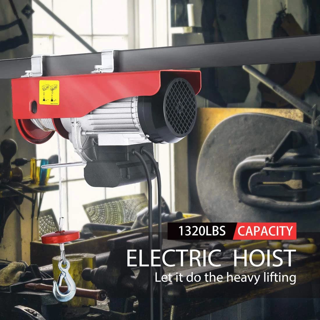 110V Electric Hoist | 1320 lb Heavy-Duty Lifting | 36 ft Height with Remote Control - Thumbnail 2