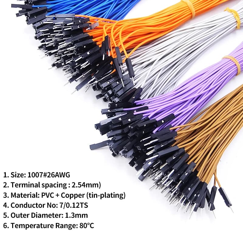 Solderless Jumper Wire Kit | 20-Piece Dupont Connectors | 26AWG Copper for Arduino & Breadboards - Thumbnail 4