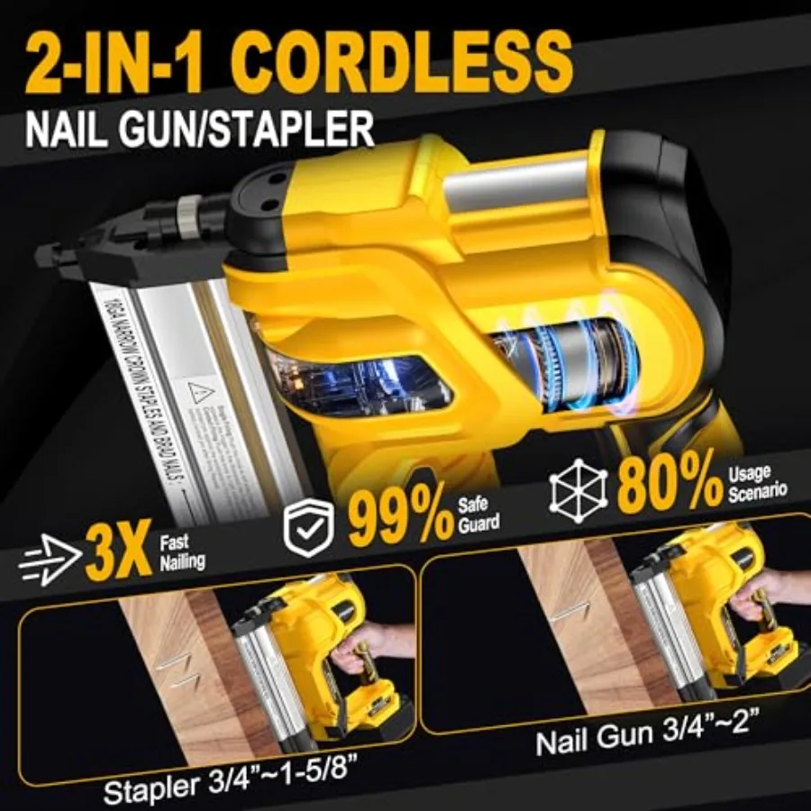 18V Cordless Brad Nailer & Staple Gun | 2-in-1 Tool | 18 Gauge 2-Inch Electric Nail Gun - Thumbnail 3