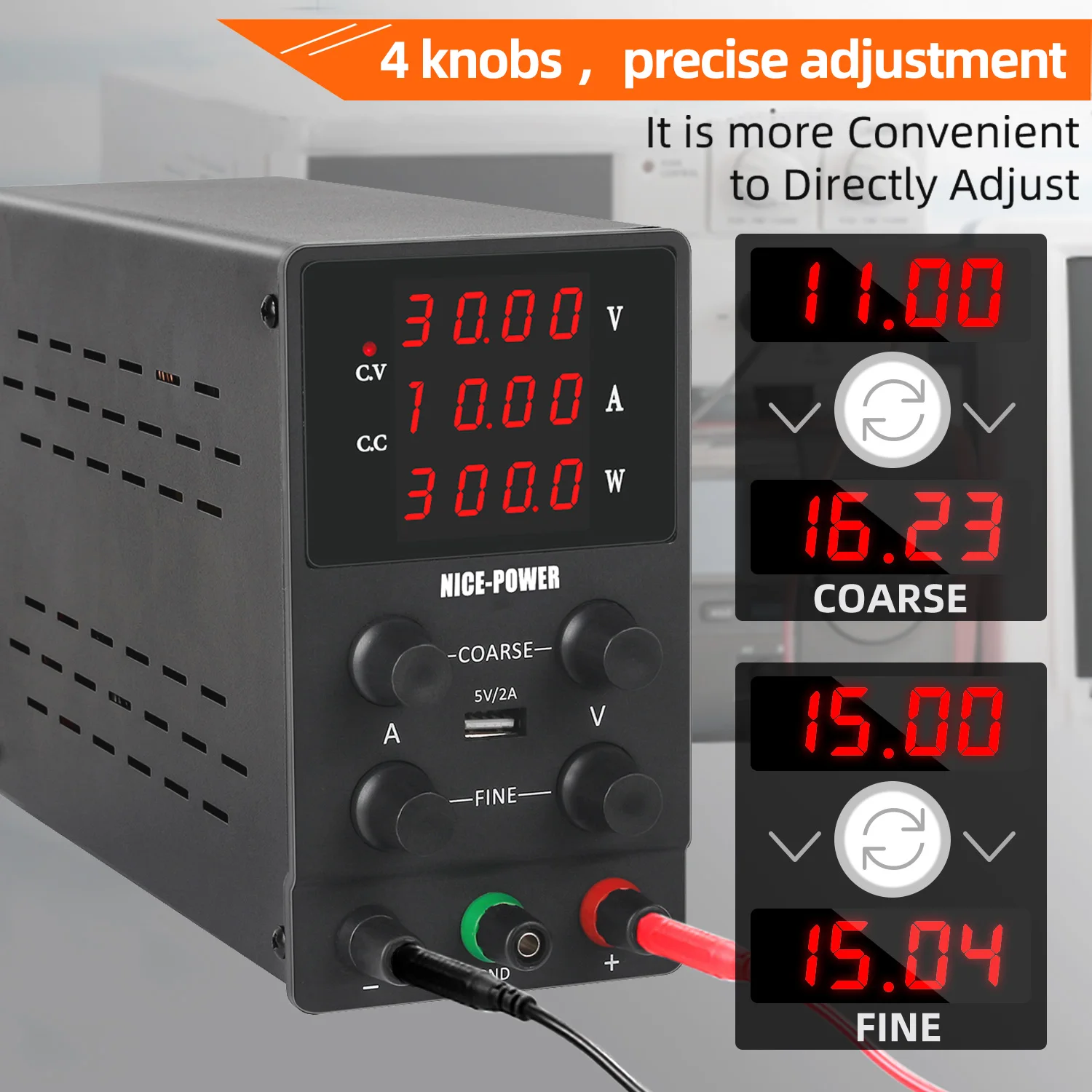 Adjustable DC Power Supply | Lab-Grade Precision | 30V/10A to 400V/20A Bench Unit - Thumbnail 2