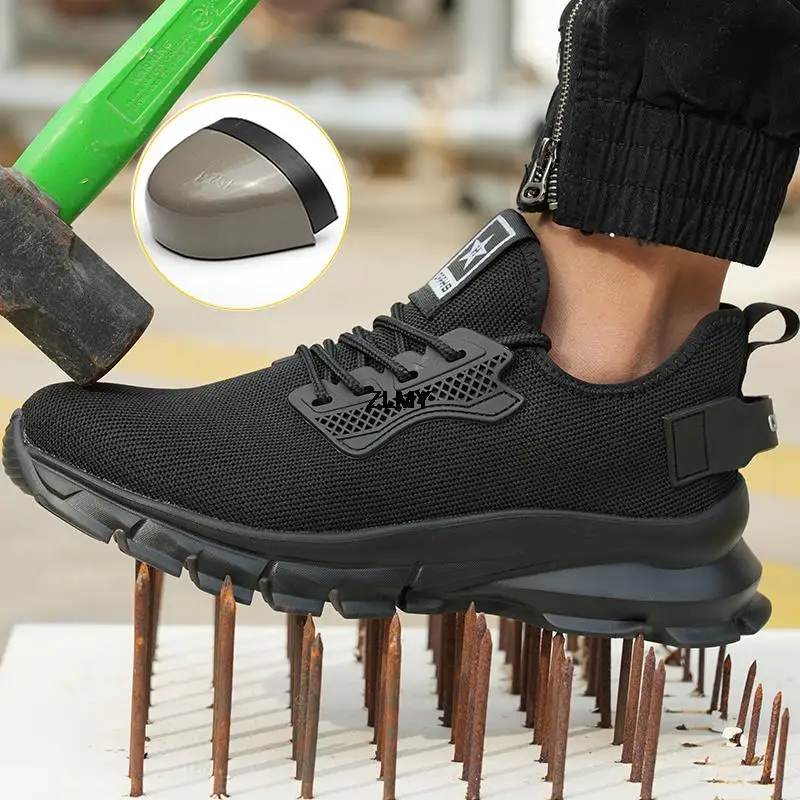 Proof Safety Shoes | Lightweight Steel Toe Sneakers | Men's Breathable Work Boots - Thumbnail 2