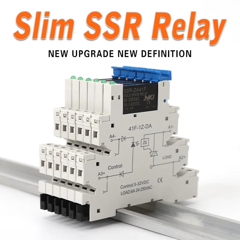 DC control AC 6A slim interface solid state relay module din ssr slim relay DC control DC 41F-1Z-C2 ssr relay din rail - Thumbnail 2