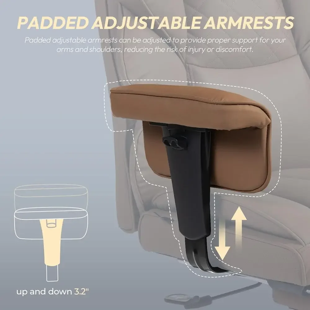 and Tall Executive Office Chair | High-Back Computer Gaming Chair | Adjustable Armrests & Seat - Thumbnail 6