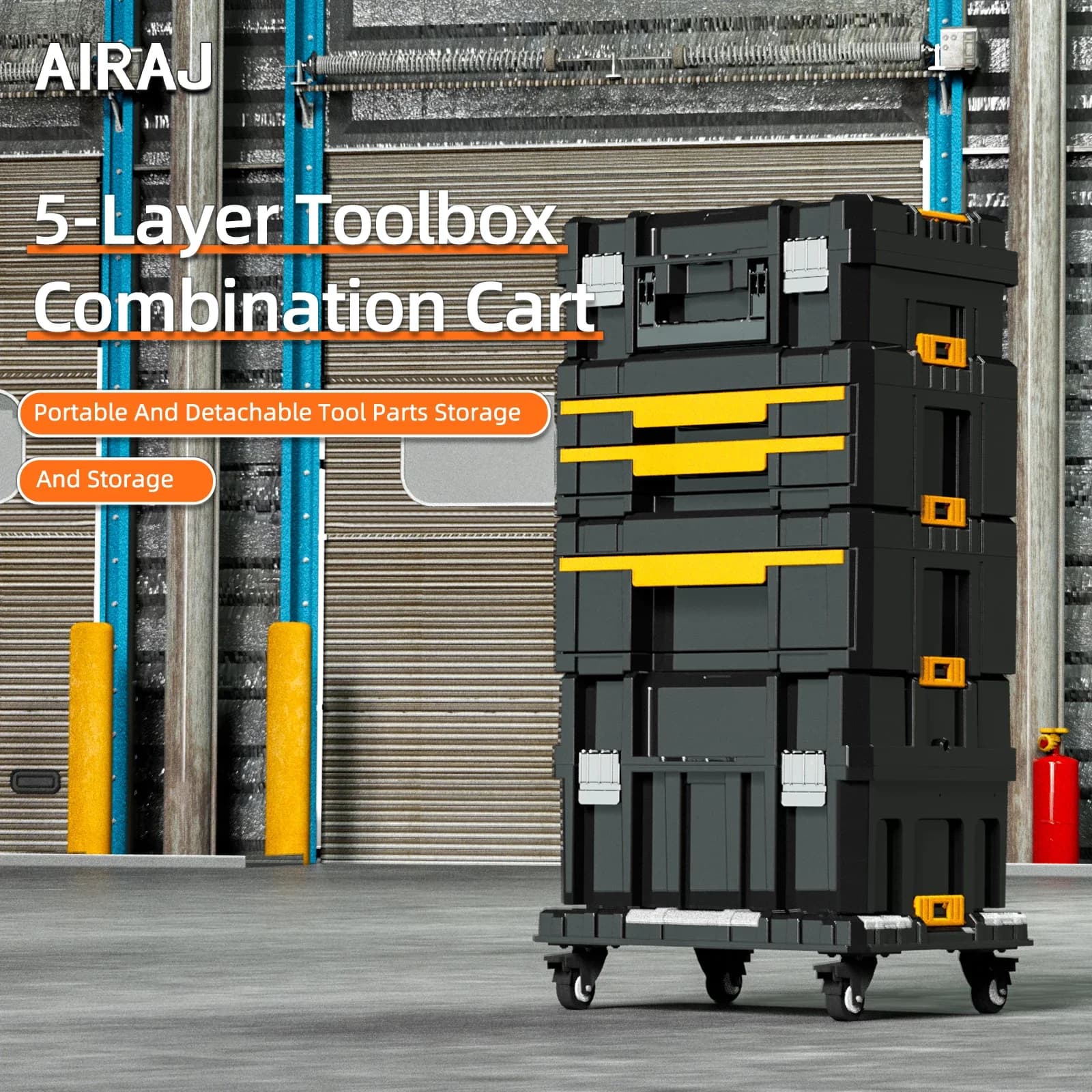 Stackable Toolbox Set | Portable Combo with Wheels | Space-Saving Workshop Storage - Thumbnail 2