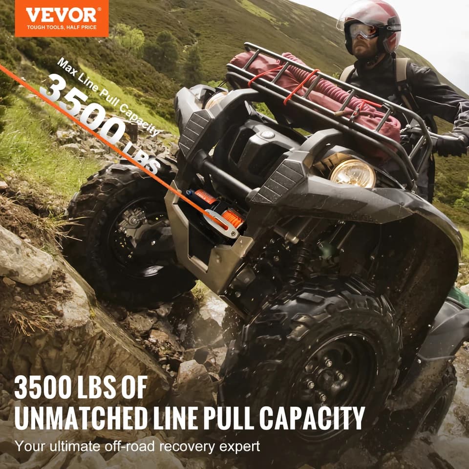 Pallet Truck Winch | 3500 lbs Electric | ATV/UTV Synthetic Rope Kit - Thumbnail 2
